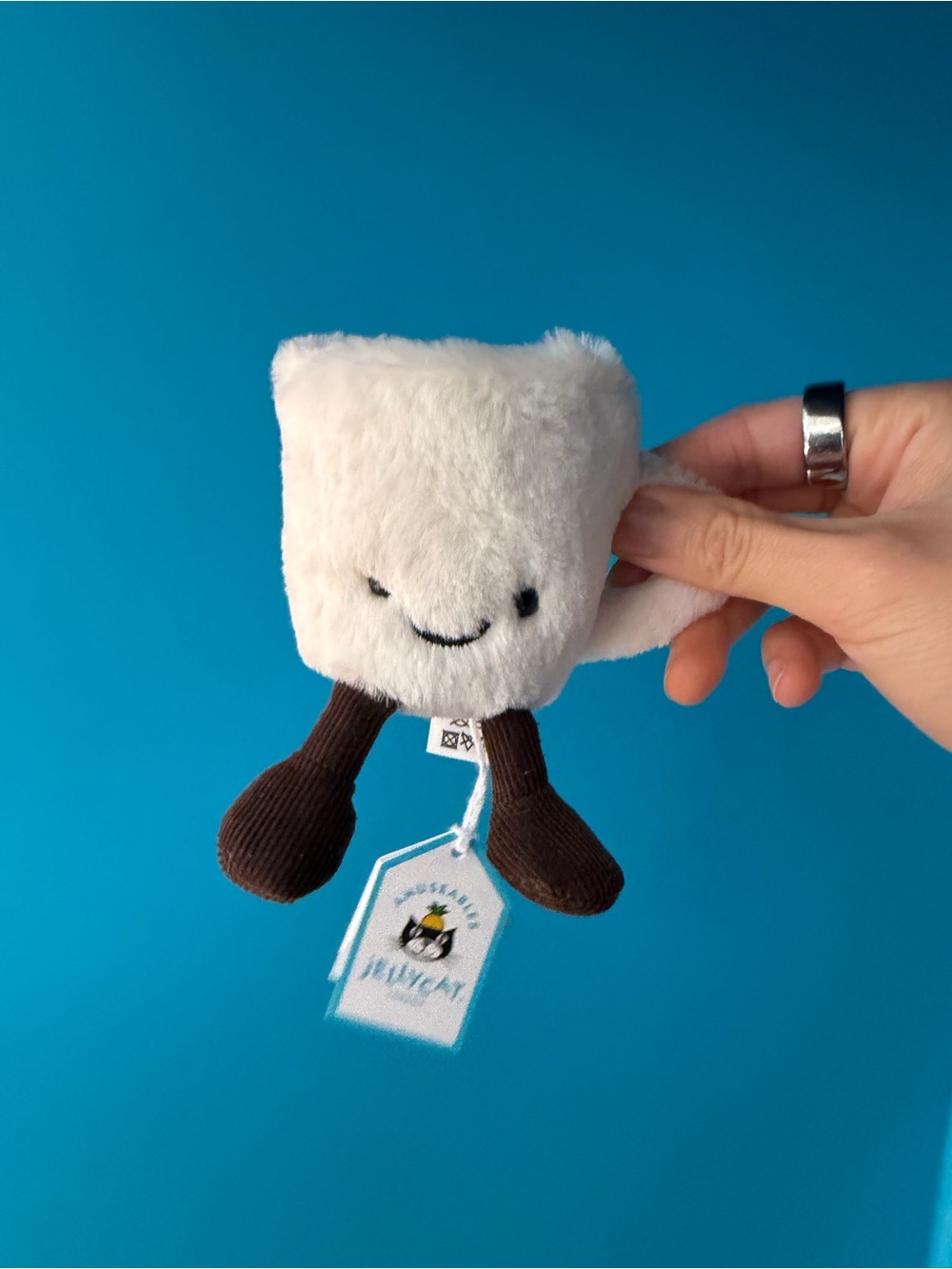 Jellycat White Marshmallow Plush with Brown Corduroy Legs